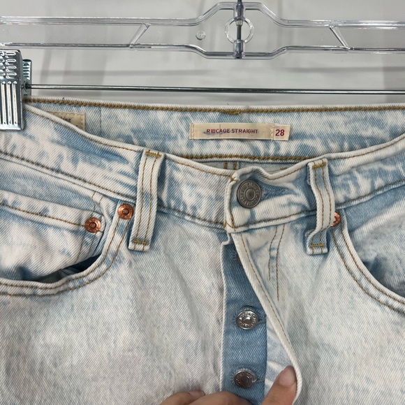 Levi's Ribcage Straight Button Fly Jeans High Rise - Picture 4 of 9